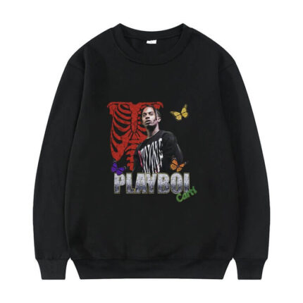 Playboi Carti 2pac Rap Sweatshirt - Black