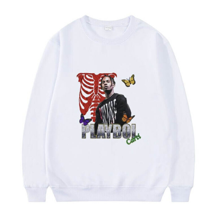 Playboi Carti 2pac Rap Sweatshirt - White